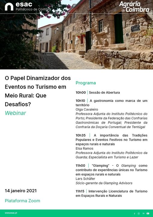 Rádio Regional do Centro: ESAC promove amanhã webinar sobre turismo em meio rural: