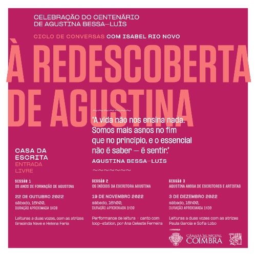 Rádio Regional do Centro: Coimbra: Casa da Escrita recebe 2.ª sessão do ciclo “À redescoberta de Agustina”