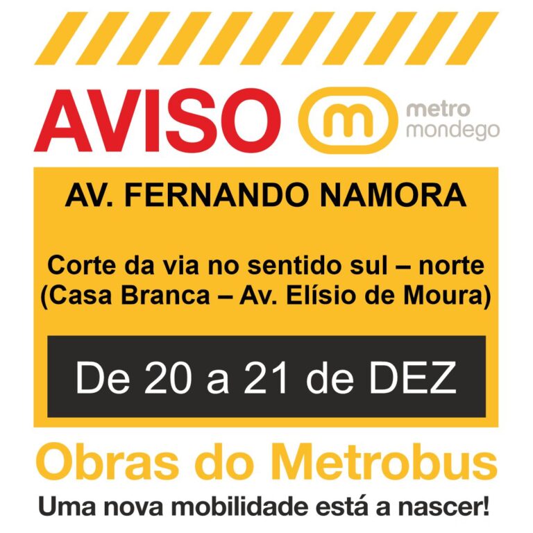 Rádio Regional do Centro: Coimbra: Obras do Metrobus – corte de via na Av. Fernando Namora