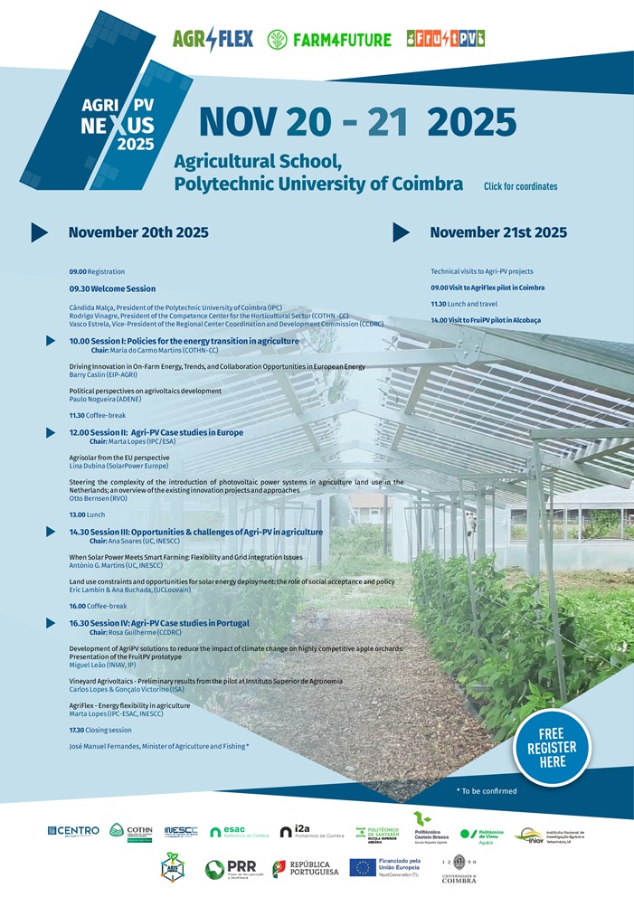 Rádio Regional do Centro: ESAC-IPC acolhe AGRI-PV Nexus 2025: International Meeting on Agrivoltaics