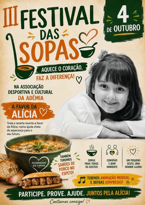 Rádio Regional do Centro: Festival de Sopas regressa à Adémia para ajudar Alícia a ter uma carrinha adaptada